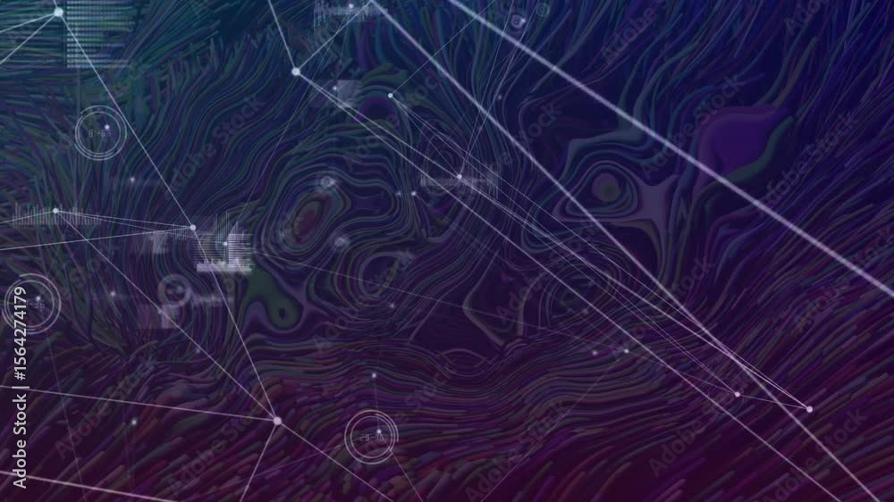 Poster white nodes appearing and linking on dark background, forming network for visualizing data flow