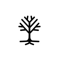 Minimalist Tree Icon with Stylized Roots and Branches