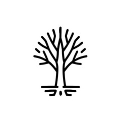 Minimalist Tree Icon with Stylized Roots and Branches