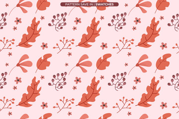 Autumn Oak Leaf and Berry Seamless Pattern