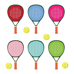 Colorful Padel Racket Vector Illustration