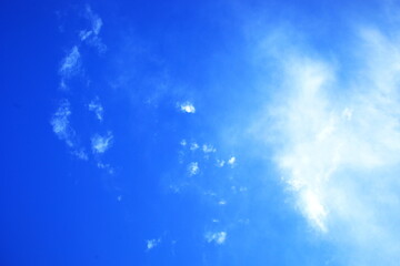 澄んだ青空に散らばる小さなかわいい雲