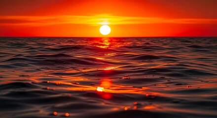 Golden Sunset Horizon: Capturing the dramatic beauty of a sunset where the sun kisses the ocean, painting the sky with hues of gold and red, leaving a magical spectacle. 