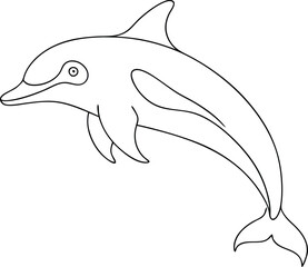 a dolphin one ine art with transparent background.
