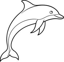 a dolphin one ine art with transparent background