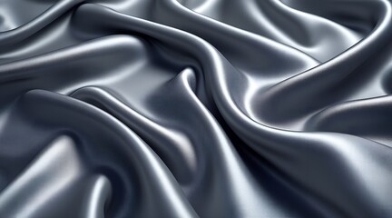Obraz premium A closeup of draped silver silk fabric creates waves