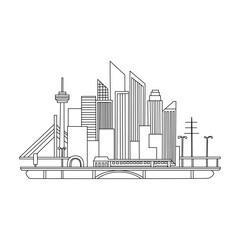 Architectural City Skyline Hand Sketch
