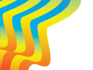 Abstract wavy pattern background with dynamically flowing gradations of bright, contrasting colors (orange, pink, purple, blue, green, yellow), interspersed with white lines for a modern and energetic