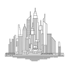 Obraz premium City Panorama Line Art Drawing