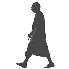Silhouette of an elderly person walking