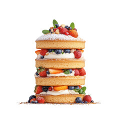 Delicious layered cake with fresh berries and cream, perfect for summer celebrations and special occasions, showcasing vibrant colors and textures