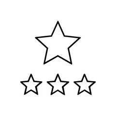 Obraz premium Four simple line-drawn stars; one large, three smaller, representing a rating system.