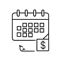 Calendar icon with dollar sign, representing payment due date.