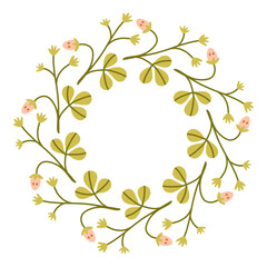 Autumn berry circle frame. Round border made of fall berries. The berries have different shapes and are arranged in a circle. Vector flat isolated on white background.