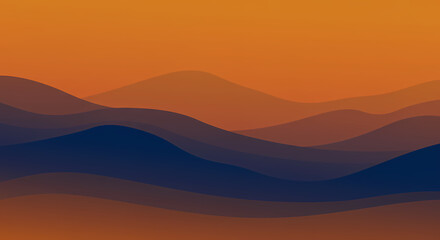 Fototapeta premium Abstract Landscape with Gradient Layers: Modern Design in Orange, Brown, and Dark Blue for Backgrounds and Graphic Elements