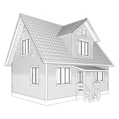 Antique Old Wood House Vector. An Illustration Of a Vintage Retro Old Residential House Isolated On A White Background.