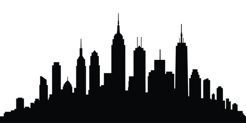 Obraz premium Modern City Skyline Silhouette Vector Illustration - Urban Architecture Scape