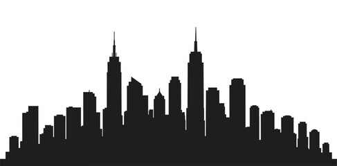 Fototapeta premium Modern City Skyline Silhouette Vector Illustration - Urban Architecture Scape