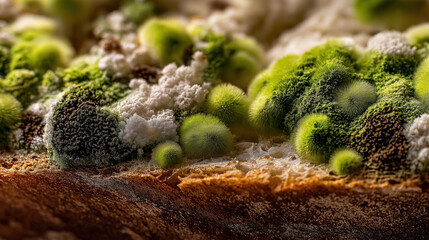Macro view of advanced food decay a bread slice - Generative AI