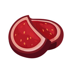 My Simple flat 2D illustration of a icon sliced beetroot isolated on a white background, vector 2D design, icon, flat 2d illustration art, My vector design