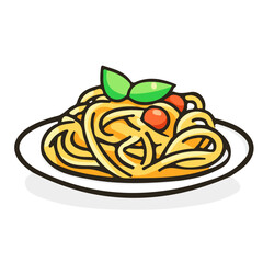 My Simple flat 2D illustration of a spaghetti carbonara isolated on a white background, vector 2D design, icon, flat 2d illustration art, My vector design