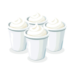 My Simple flat 2D illustration of a yogurt cups group isolated on a white background, vector 2D design, icon, flat 2d illustration art, My vector design