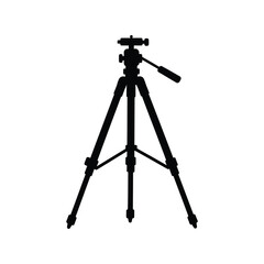 Camera Tripod Silhouette Vector - Photography Equipment Icon