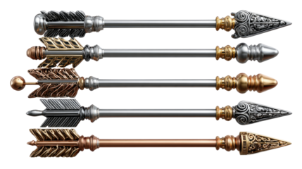 Arrows of Antiquity: A collection of meticulously crafted arrows with ornate detailing and historical significance, evoking a sense of heritage and the art of archery.