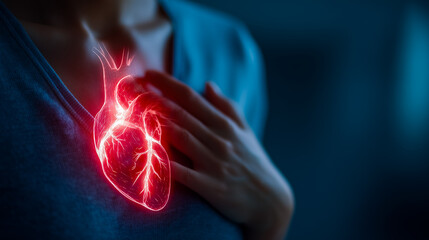 Cardiovascular emergency illustration, futuristic cardiology theme