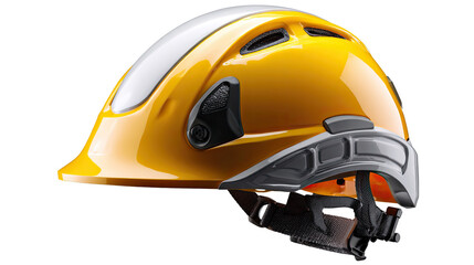 Yellow Safety Helmet: A close-up shot of a vibrant yellow safety helmet, featuring a sleek design and modern construction details. Ideal for construction, industrial, and safety-related projects.