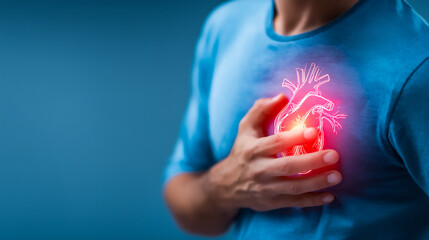 Cardiovascular emergency illustration, futuristic cardiology theme