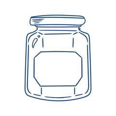 Original illustration of a hand-drawn, minimalist, empty glass jar with a tight-fitting lid. For jams, pickles, honey, and graphic design.