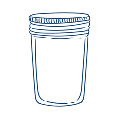 Original illustration of a hand-drawn, minimalist, empty glass jar with a tight-fitting lid. For jams, pickles, honey, and graphic design.