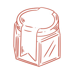 Original illustration of a hand-drawn, minimalist, empty glass jar with a tight-fitting lid. For jams, pickles, honey, and graphic design.