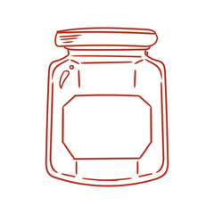Original illustration of a hand-drawn, minimalist, empty glass jar with a tight-fitting lid. For jams, pickles, honey, and graphic design.