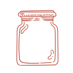 Original illustration of a hand-drawn, minimalist, empty glass jar with a tight-fitting lid. For jams, pickles, honey, and graphic design.