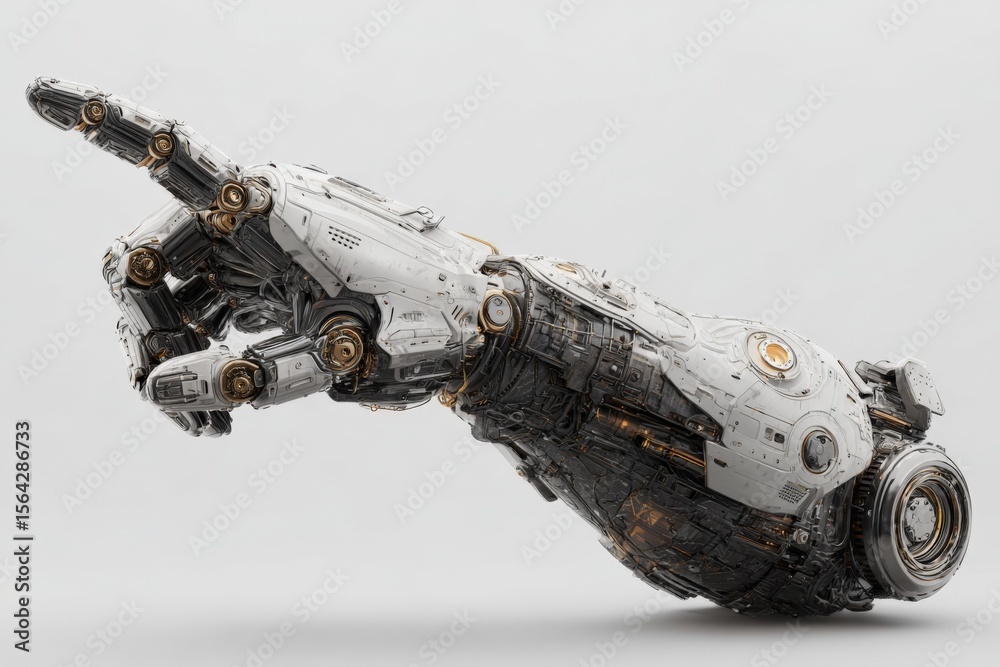 Poster Highly detailed futuristic robotic hand with intricate mechanical design and advanced technology elements for sci-fi concepts