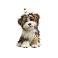 Adorable Puppy in Party Hat, Ready for Celebration
