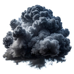 A dense, dark cloud of smoke or vapor, with varying shades of gray and black, fills the image against a black background