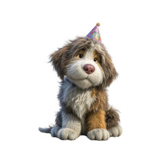 Adorable Birthday Puppy in Party Hat