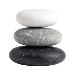 Fototapeta premium Three smooth stones stacked, light gray to dark gray, balanced