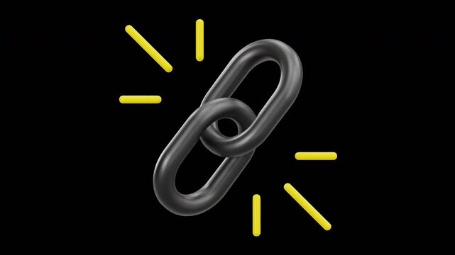 3D Link Building SEO Icon Animation, 4K Animation, Alpha Channel