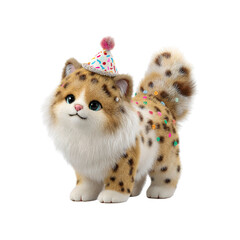 Adorable Leopard Kitten Wearing a Birthday Party Hat