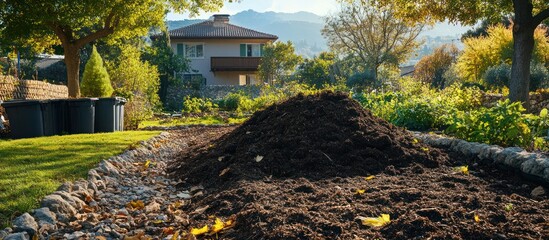 Compost Pile in Backyard Garden