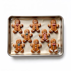 Baking tray with decorated gingerbread cookies