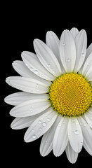 Daisy Dewdrops: Fresh White Blossom on Black