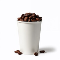 Reusable coffee cup with coffee beans