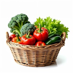 Woven basket with fresh vegetables