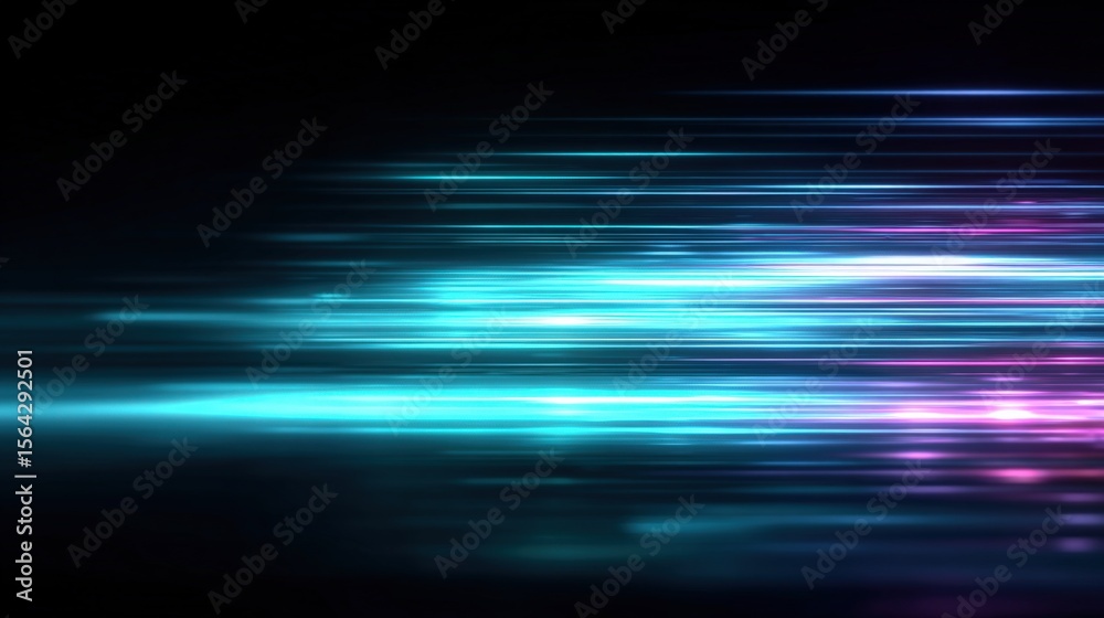 Poster dynamic blur motion background with moving light streaks in vibrant neon shades for futuristic techn