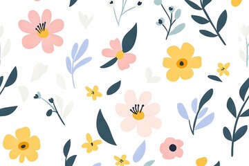Pink yellow blue floral pattern image